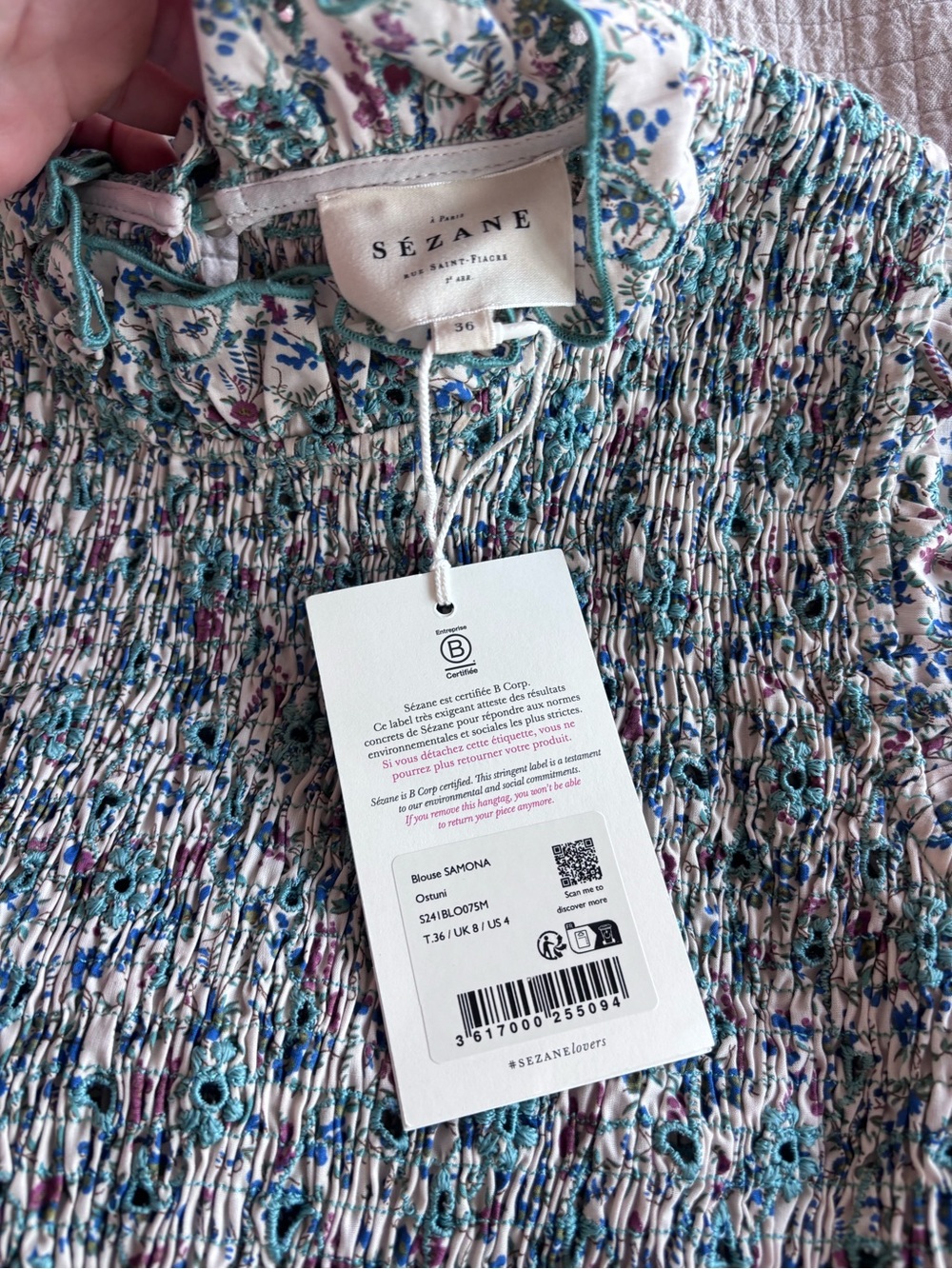 NWT Sézane Samona Blouse in Ostuni Print Size 4/36 - Picture 7 of 10